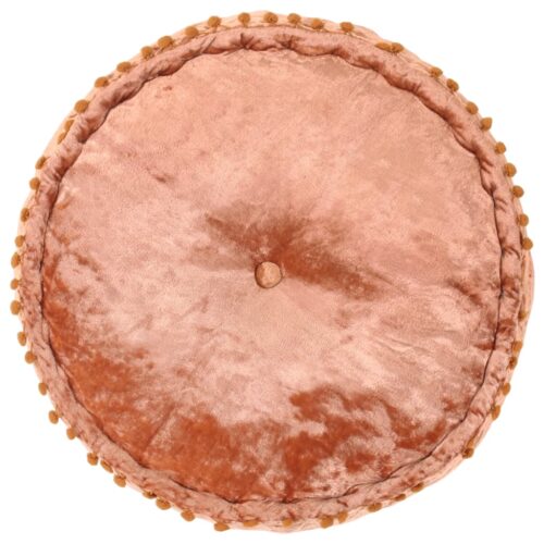 Round Pouffe Velvet 40x20cm Rust - Image 2