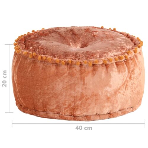 Round Pouffe Velvet 40x20cm Rust - Image 4