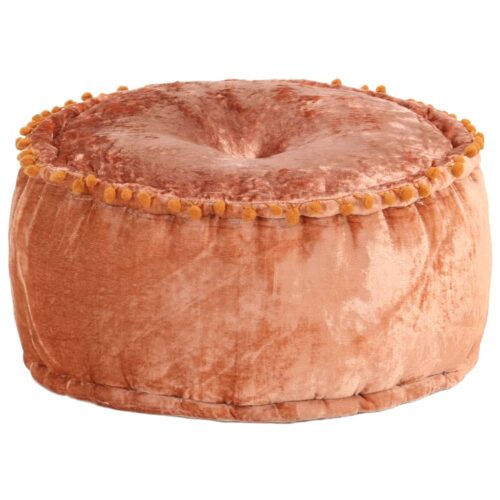 Round Pouffe Velvet 40x20cm Rust - Image 5