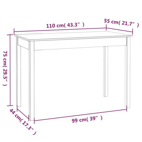 Dining Table 110x55x75cm Solid Wood Pine - Image 7