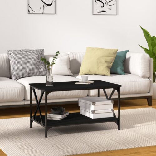 Coffee Table Black 80x50x45cm Engineered Wood Iron