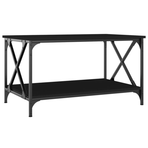 Coffee Table Black 80x50x45cm Engineered Wood Iron - Image 2