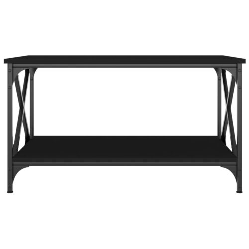 Coffee Table Black 80x50x45cm Engineered Wood Iron - Image 4