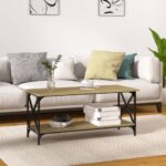Coffee Table Black 100x45x45cm Engineered Wood Iron