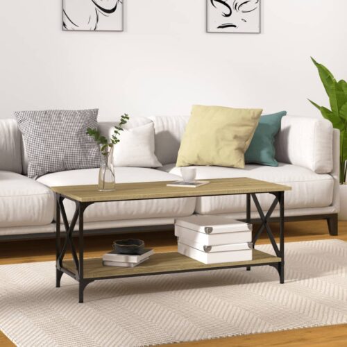 Coffee Table Black 100x45x45cm Engineered Wood Iron