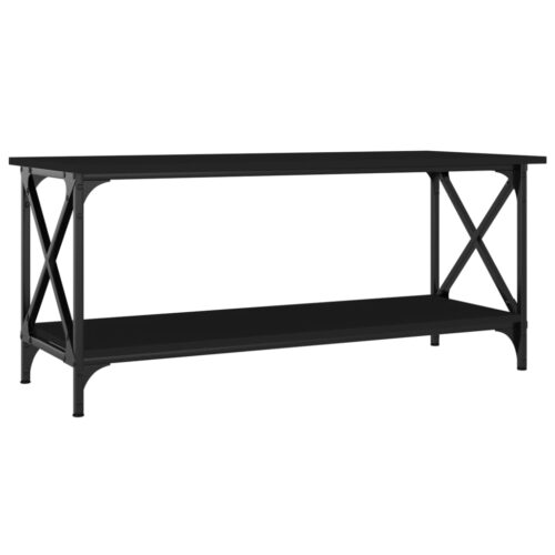 Coffee Table Black 100x45x45cm Engineered Wood Iron - Image 2
