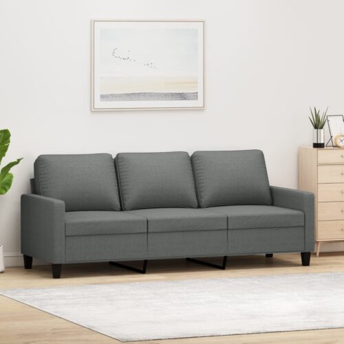 3-Seater Sofa Dark Grey 180cm Fabric - Image 9