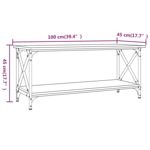 Coffee Table Black 100x45x45cm Engineered Wood Iron - Image 8