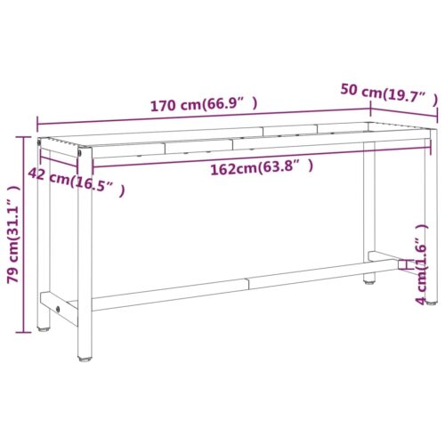 Work Bench Frame Matte Black Matte Red 170x50x79cm Metal - Image 8