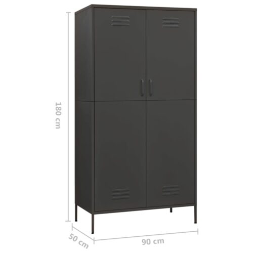 Wardrobe Anthracite 90x50x180cm Steel - Image 10