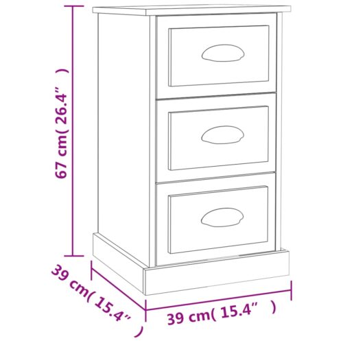 Bedside Cabinet White 39x39x67cm Engineered Wood - Image 10
