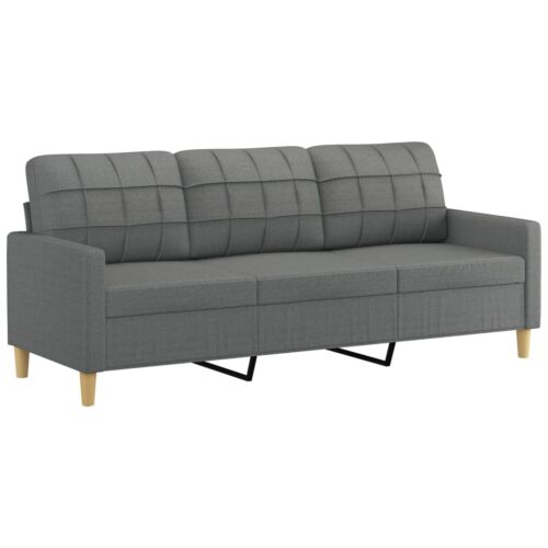 3-Seater Sofa with Footstool Dark Grey 180cm Fabric - Image 4