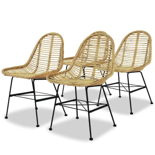 Dining Chairs 4pcs Natural Rattan