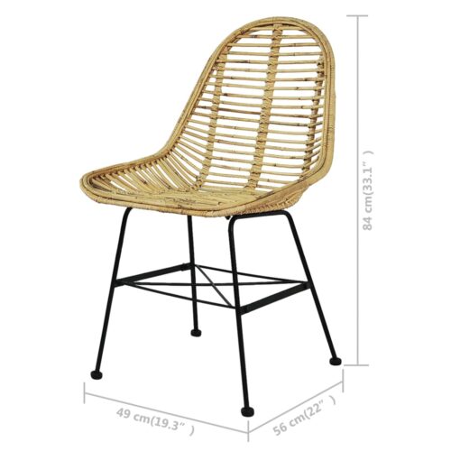 Dining Chairs 4pcs Natural Rattan - Image 5