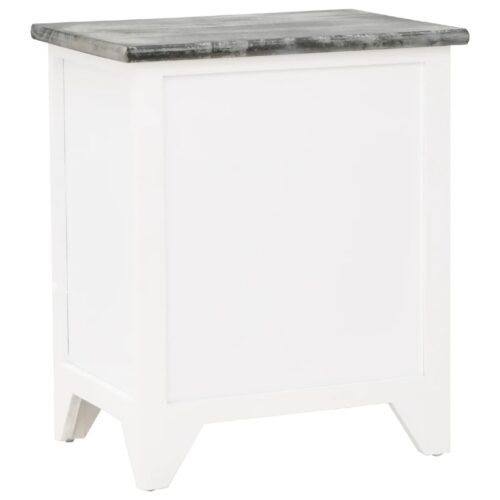 Nightstand Grey White 38x28x45cm Paulownia Wood - Image 4