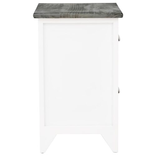 Nightstand Grey White 38x28x45cm Paulownia Wood - Image 5