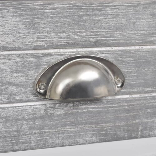 Nightstand Grey White 38x28x45cm Paulownia Wood - Image 6