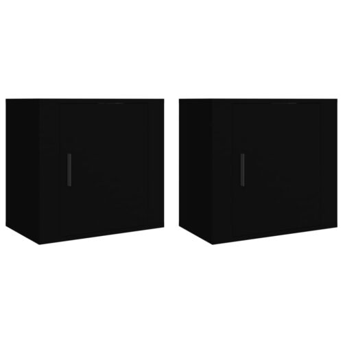 Wall-mounted Bedside Cabinets 2pcs Black 50x30x47cm
