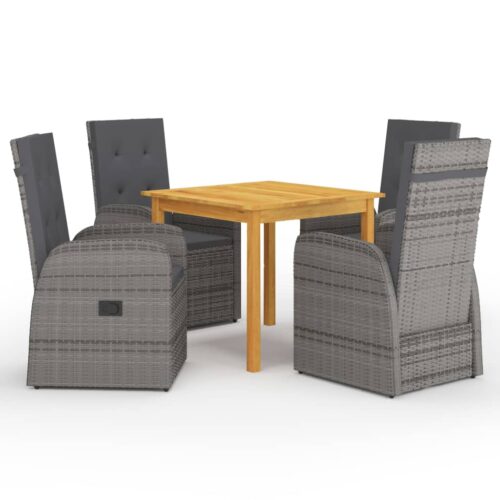 5-Piece Garden Dining Set Grey - Image 10