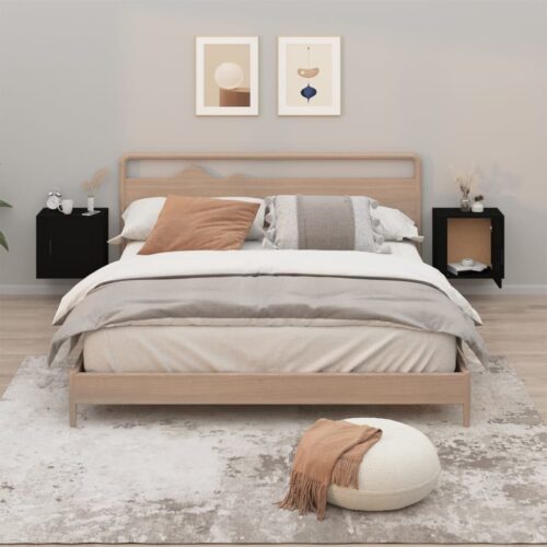 Wall-mounted Bedside Cabinets 2pcs Black 50x30x47cm - Image 12