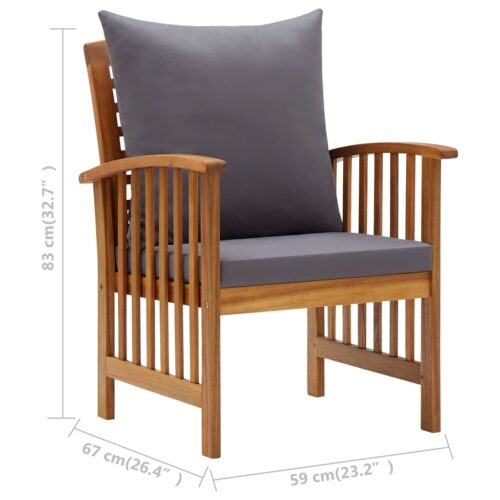 5-Piece Garden Lounge Set with Cushions Acacia Wood Timber Outdoor Patio Furniture (310258+310261+310264) - Image 10