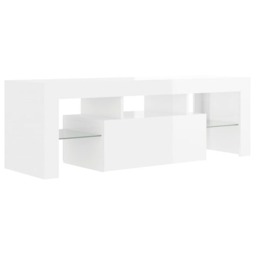 TV Cabinet with LED Lights High Gloss White 120x35x40cm - Image 3