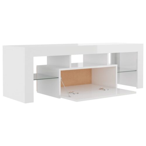 TV Cabinet with LED Lights High Gloss White 120x35x40cm - Image 4