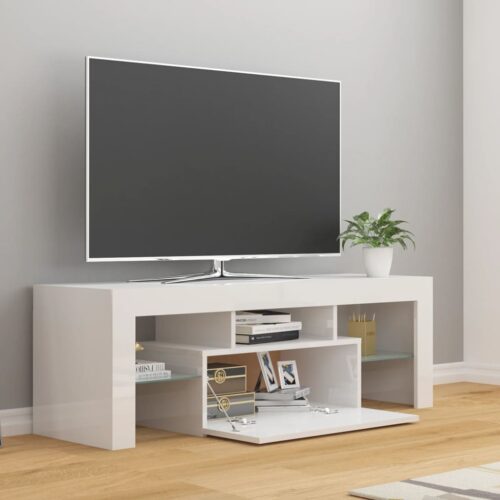TV Cabinet with LED Lights High Gloss White 120x35x40cm - Image 7