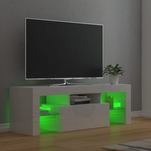 TV Cabinet with LED Lights High Gloss White 120x35x40cm - Image 10