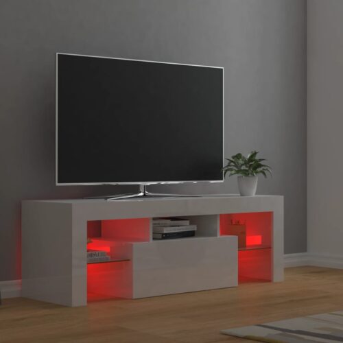 TV Cabinet with LED Lights High Gloss White 120x35x40cm - Image 11