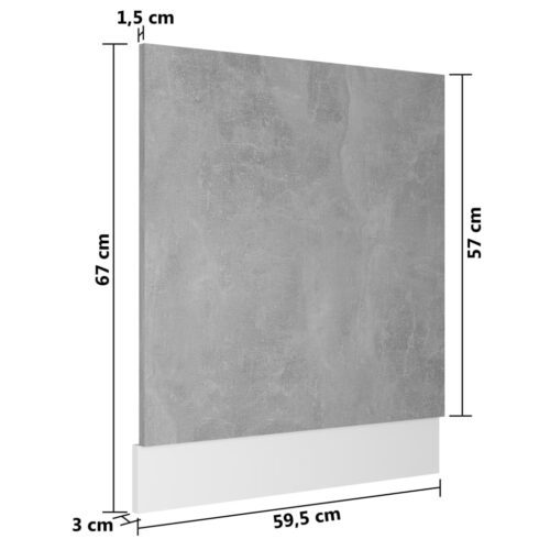 Dishwasher Panel Concrete Grey 59.5x3x67cm Engineered Wood - Image 7