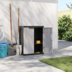 Outdoor Storage Cabinet Grey Black 65x37x85cm PP