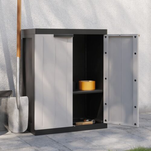 Outdoor Storage Cabinet Grey Black 65x37x85cm PP - Image 3