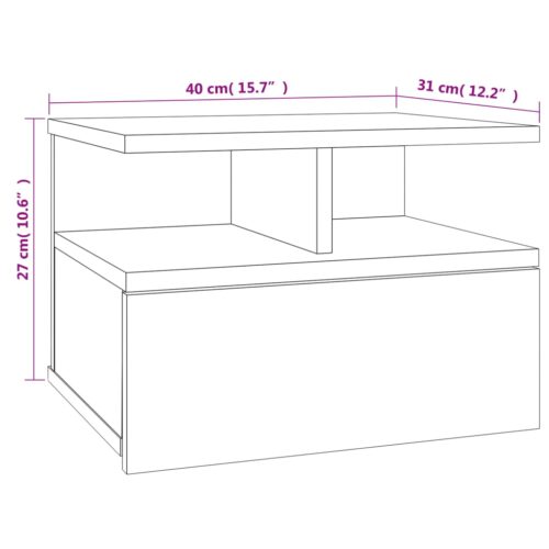 Floating Nightstand Concrete Grey 40x31x27cm Engineered Wood - Image 8