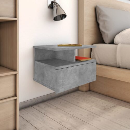 Floating Nightstand Concrete Grey 40x31x27cm Engineered Wood - Image 9
