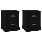 2pcs Bedside Tables Set Wooden Drawers Storage Side Cabinet Bedroom Nightstand