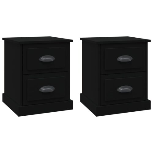 2pcs Bedside Tables Set Wooden Drawers Storage Side Cabinet Bedroom Nightstand