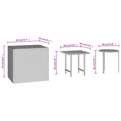 Side Tables 3pcs Black Poly Rattan - Image 7