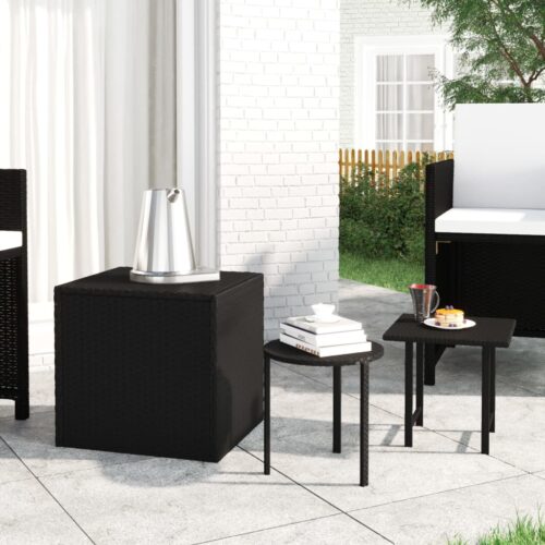 Side Tables 3pcs Black Poly Rattan - Image 8