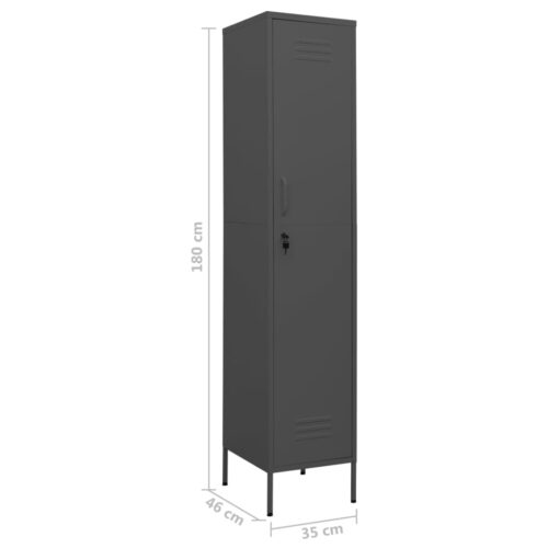 Steel Locker Cabinet Office Gym Garage Filing Storage Cupboard Wardrobe Anthracite - Image 9