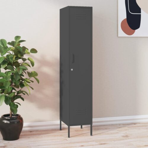 Steel Locker Cabinet Office Gym Garage Filing Storage Cupboard Wardrobe Anthracite - Image 11