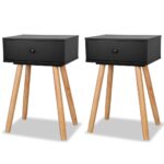 Bedside Tables 2pcs Solid Pinewood 40x30x61cm Black