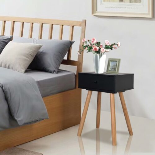 Bedside Tables 2pcs Solid Pinewood 40x30x61cm Black - Image 9