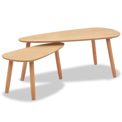 Coffee Table Set 2 Pieces Solid Pinewood Brown - Image 2