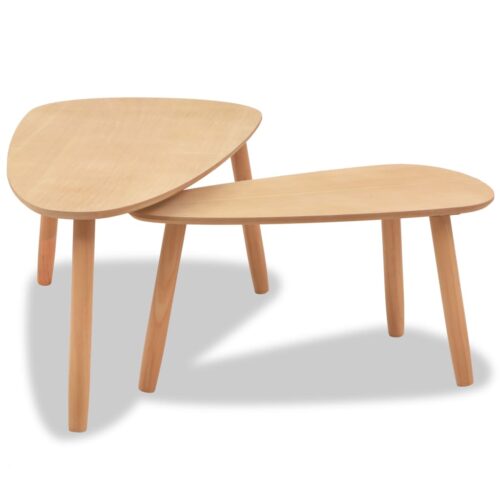 Coffee Table Set 2 Pieces Solid Pinewood Brown - Image 3