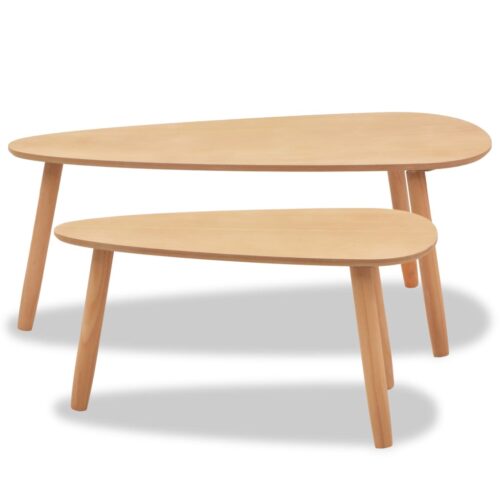 Coffee Table Set 2 Pieces Solid Pinewood Brown - Image 4