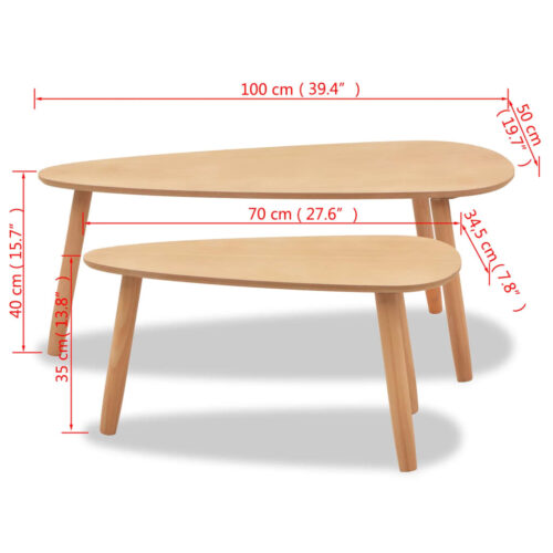Coffee Table Set 2 Pieces Solid Pinewood Brown - Image 11