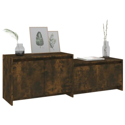 TV Cabinet Smoked Oak 146.5x35x50cm Engineered Wood - Image 5