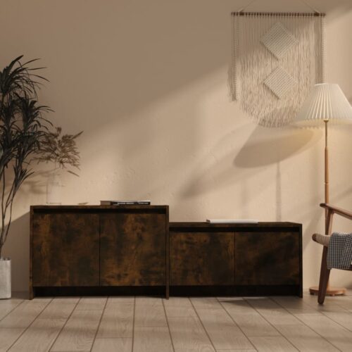 TV Cabinet Smoked Oak 146.5x35x50cm Engineered Wood - Image 3