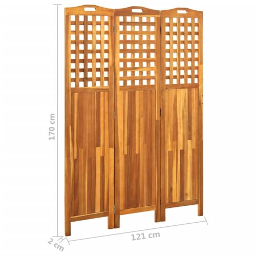 3-Panel Room Divider 121x2x170cm Solid Acacia Wood - Image 7